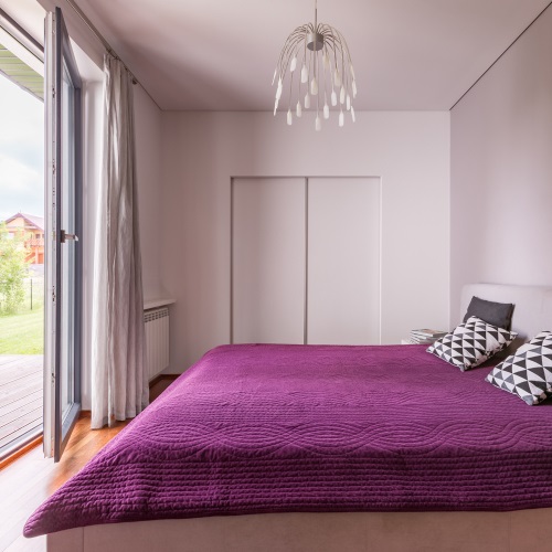 white purple bedroom