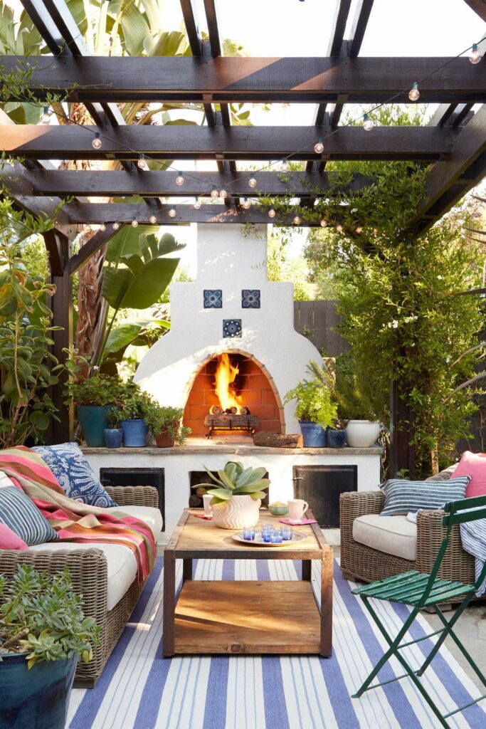 outdoor with fireplace
