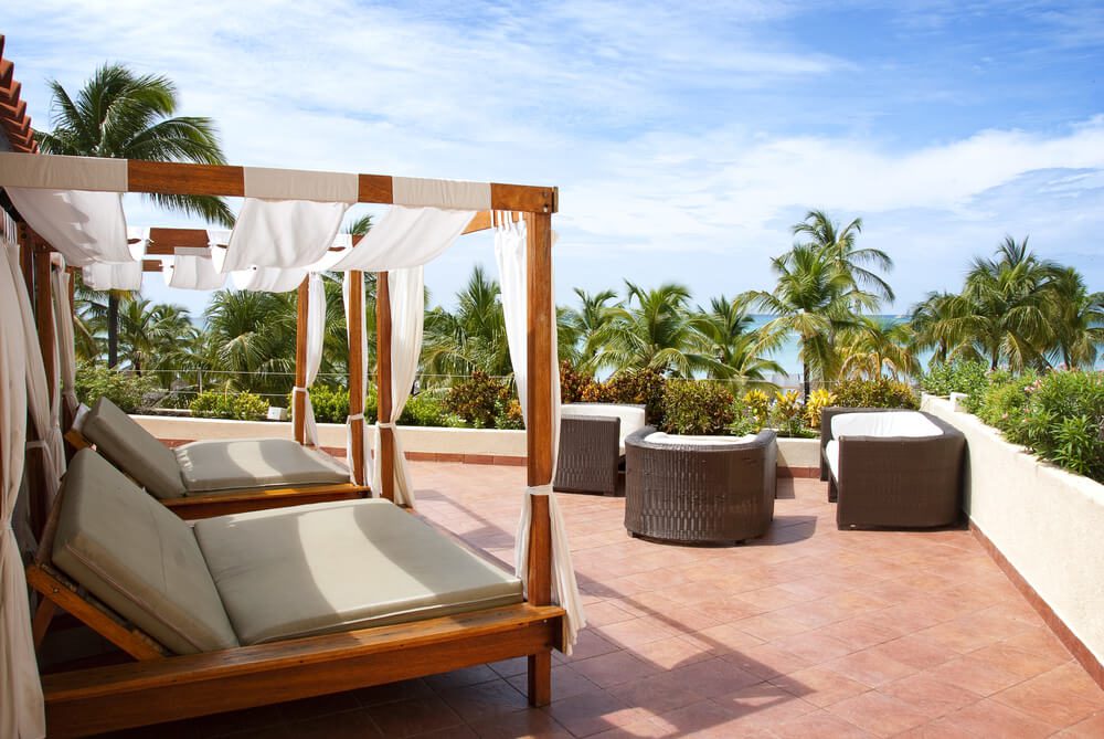 cabana beds on rooftop terrace