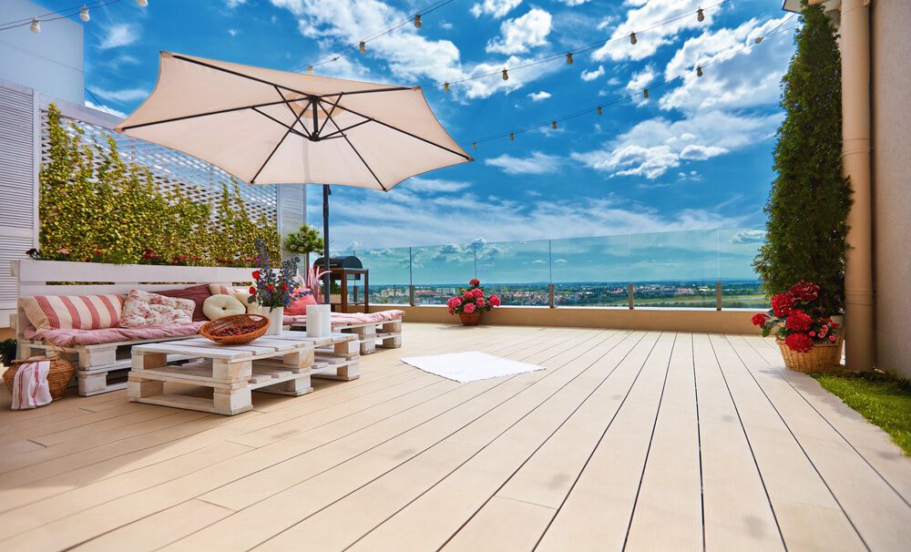 wooden deck on roof