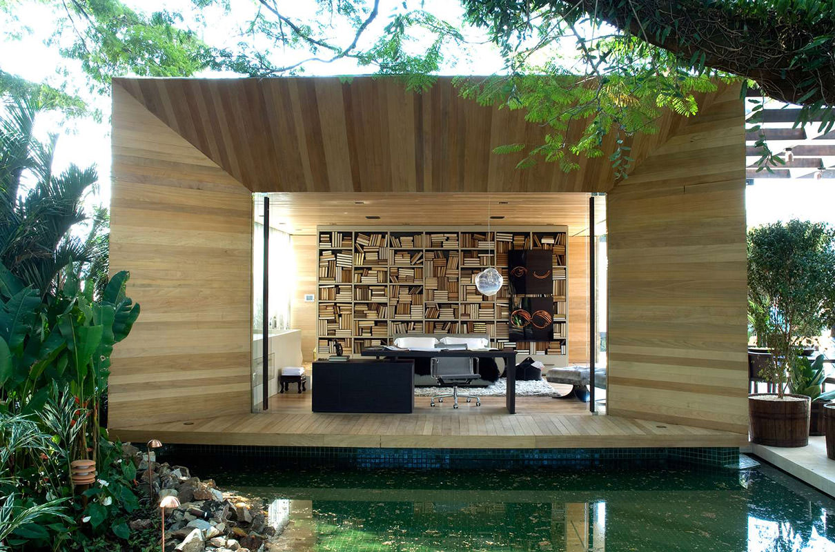 modern outdoor home office within nature