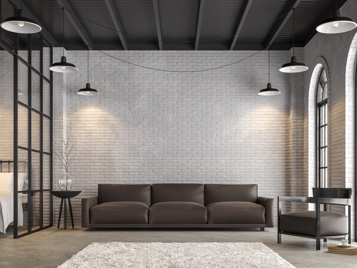 industrial home design with white brick