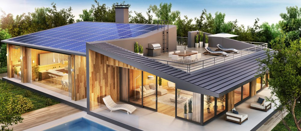 eco-friendly house design with solar panel
