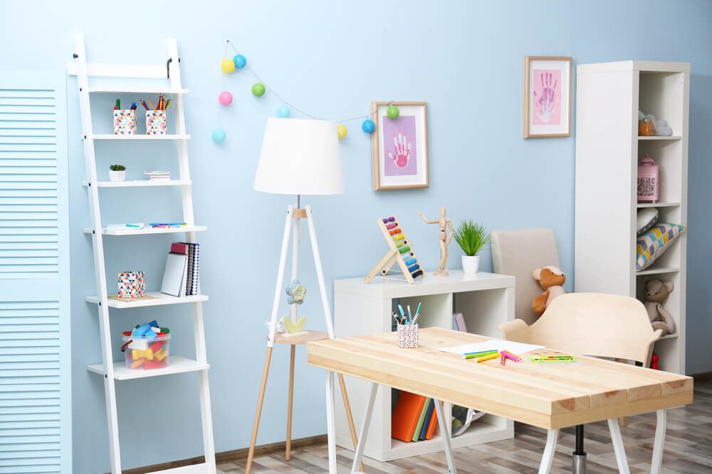 baby blue study room design