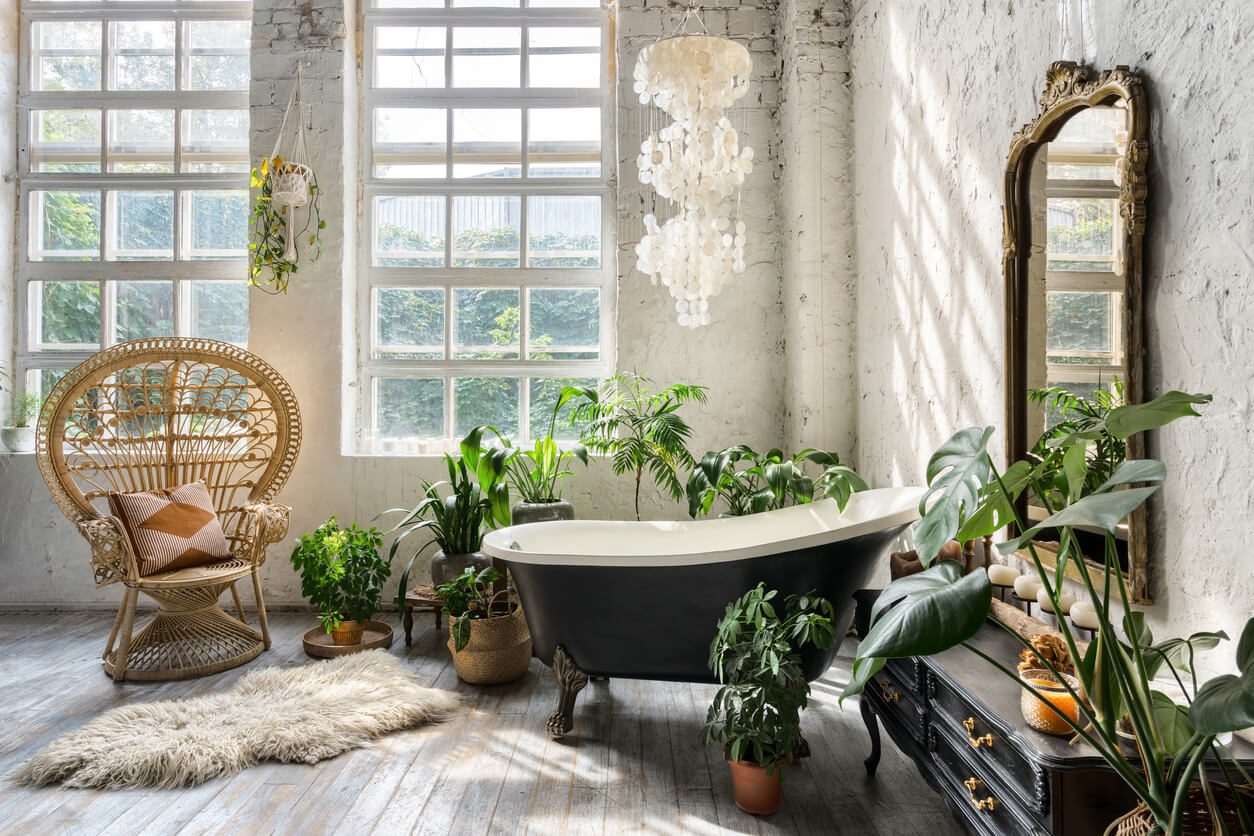 cottagecore bathroom with touch of boho