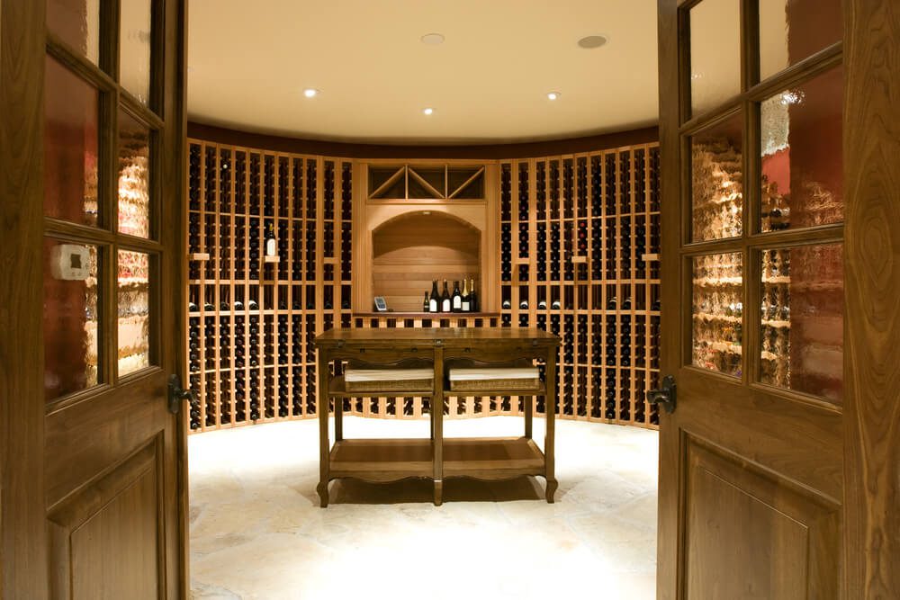 French doors in wine cellar