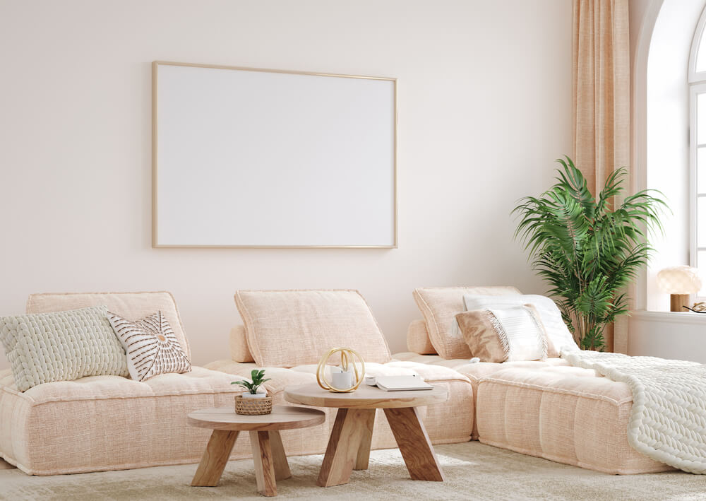 coastal and cozy living room in a modern coastal home