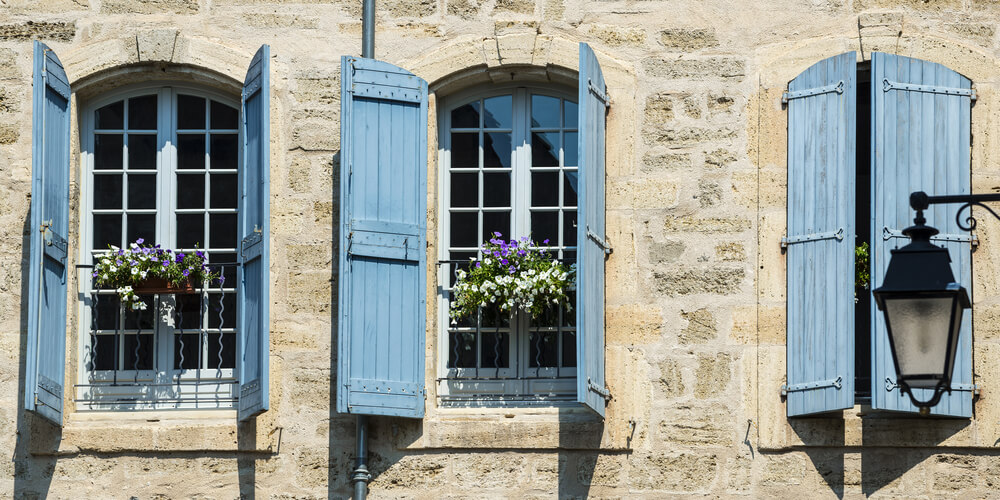 French provincial homes with shutters