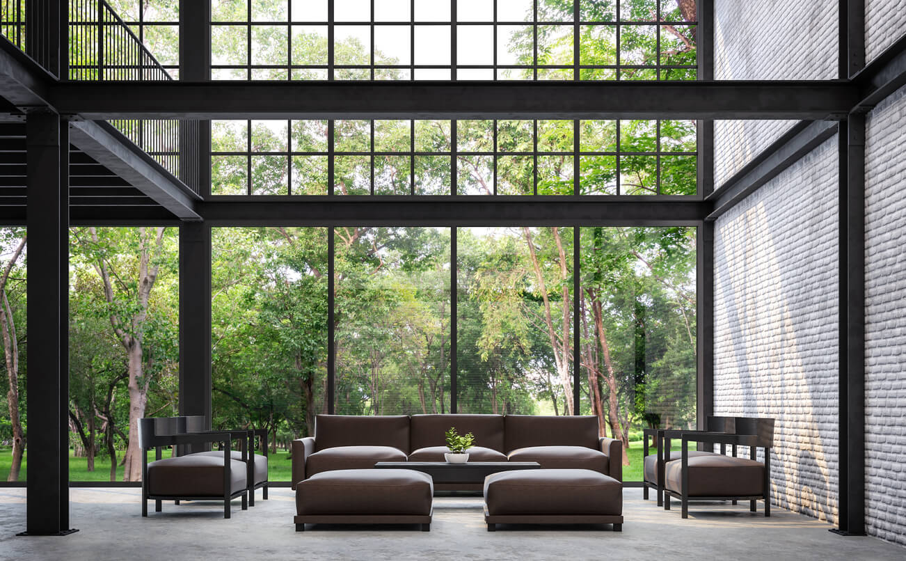 minimalist house design in loft living room