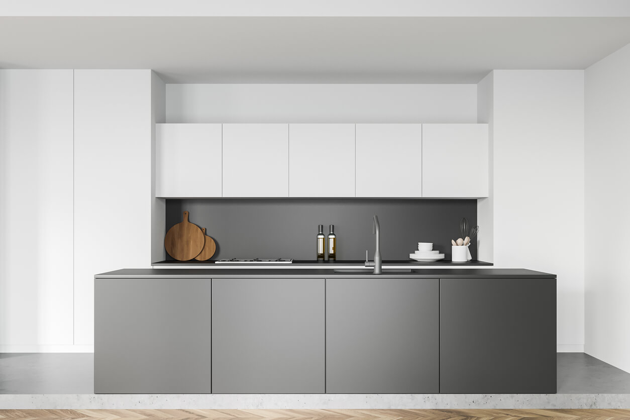 grey and white kitchen design