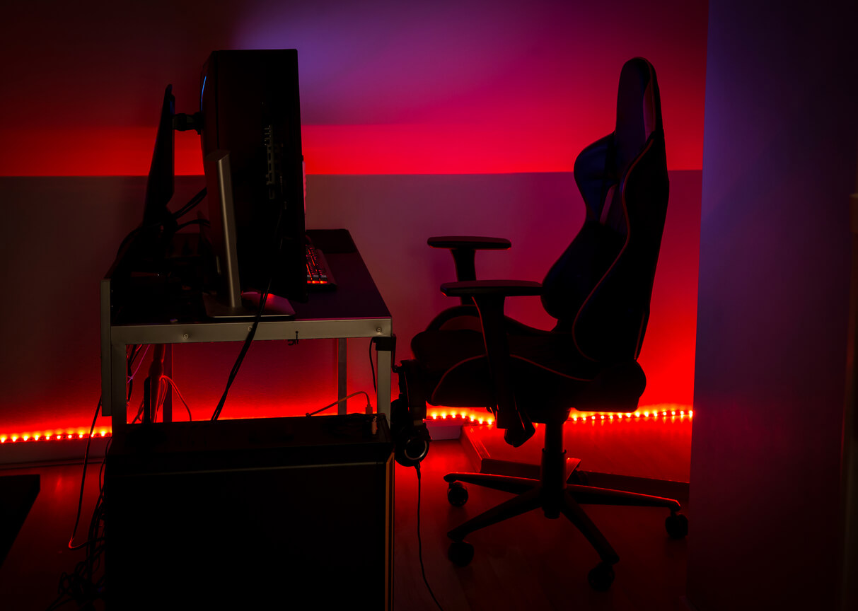 red lighting in video game room