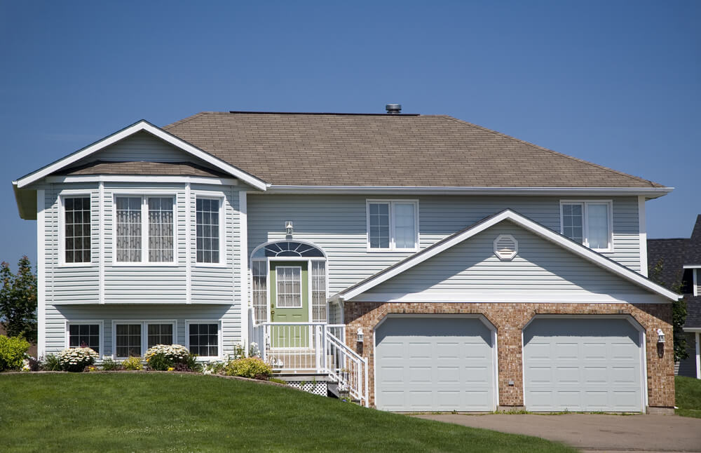 split-level home exterior with garage