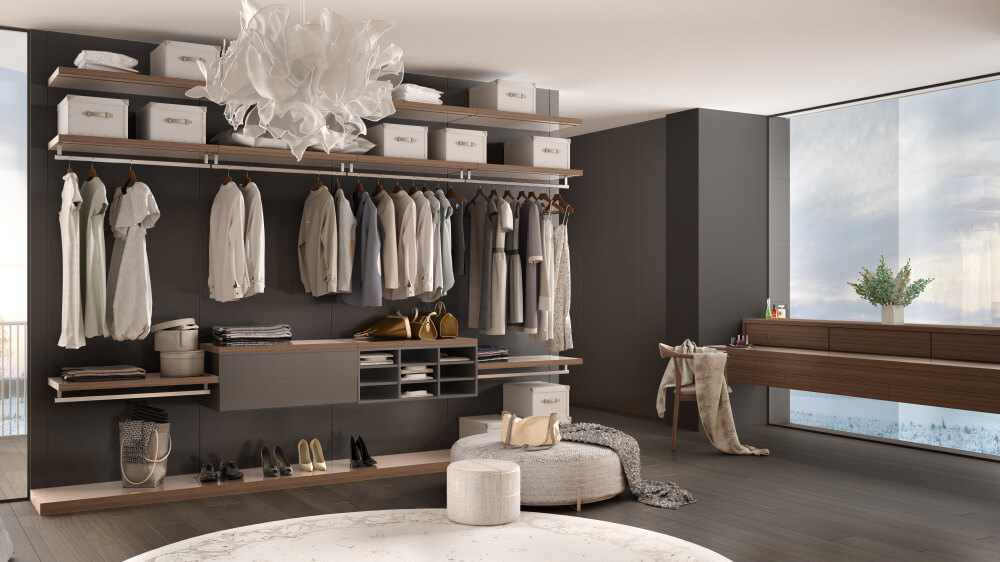 open modern white grey wardrobe renovation